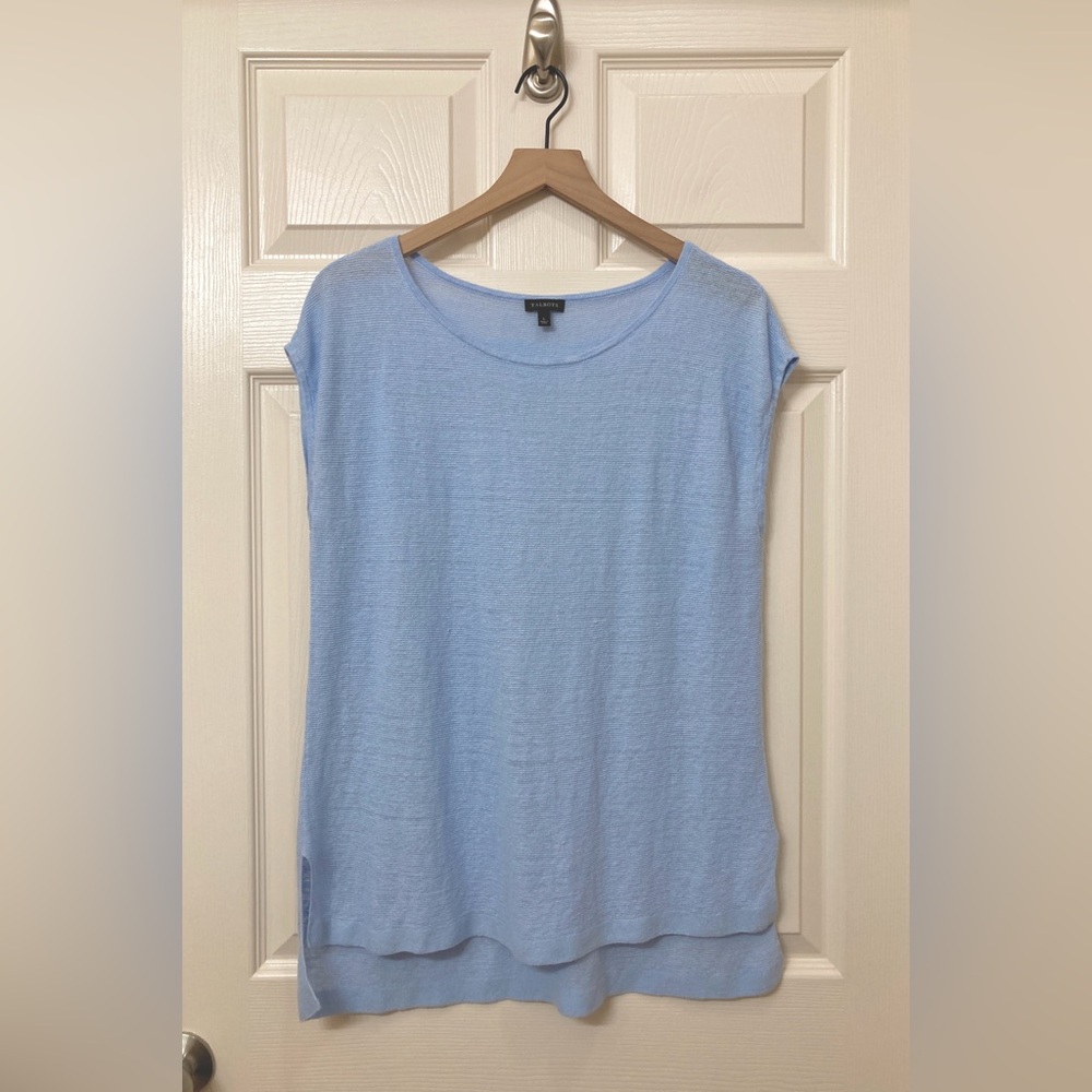 Talbots 100% Linen Sleeveless Blue Tunic Large Swim Coverup Coastal Vacation